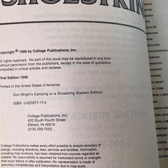 Camping on a Shoestring Eastern Edition 1996 Don Wright u Vintage Guide Director - Picture 5 of 8